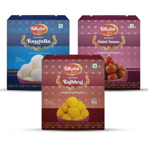 Rasgulla 1Kg and Rajbhog 1Kg and Gulab Jamun 1Kg and Soan papdi 1Kg