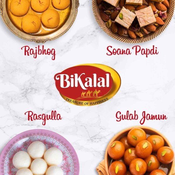 Rasgulla 1Kg and Rajbhog 1Kg and Gulab Jamun 1Kg and Sona papdi 1Kg - Image 2